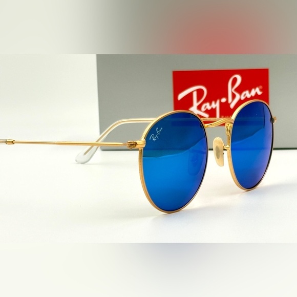 Ray-Ban Accessories - Ray-Ban Lennon Sunglasses RB3447 Round Classic Gold Frame Blue Flash Mirror
